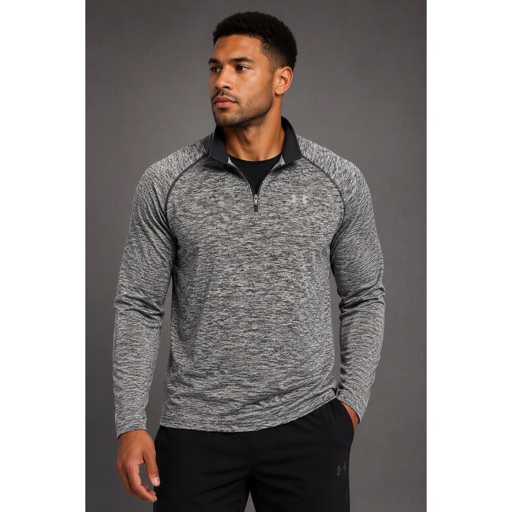 Under Armour HeatGear 1/4 Zip Pullover Men’s XL Grey Black Heather Loose Fit